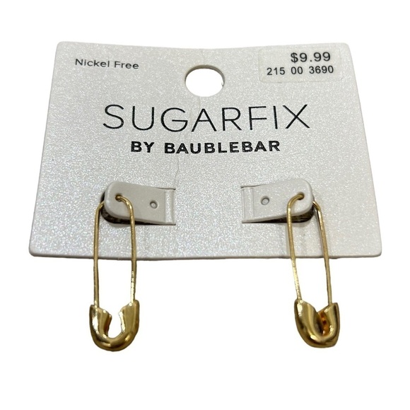 SUGARFIX by BaubleBar Gold Finished SafetyPin Earrings, NWT, New - Picture 1 of 5